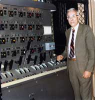 A picture of Lyman Brenneman who worked on the Emery stage lighting.