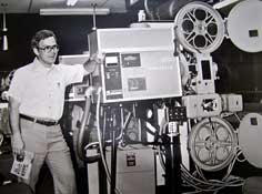 Photo of Ken Aultz running a projector at the Emery