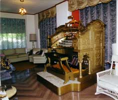 Photo of gold console in Strader's home